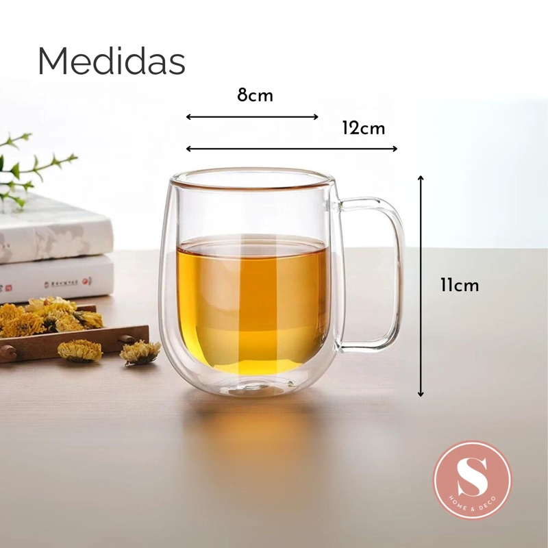 SET DE 4 TAZAS DE VIDRIO DOBLE PARED 350 ML - 9