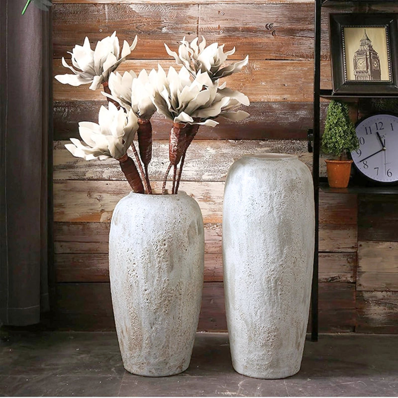 MACETERO JARRON EN CERAMICA ESTILO RUSTICO GRANDE PARA PLANTAS Y FLORES - 3