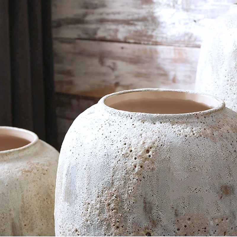 MACETERO JARRON CERAMICA RUSTICO PEQUEÑO ESTILO WABI SABI ORGANIC WARM JAPANDI - 3