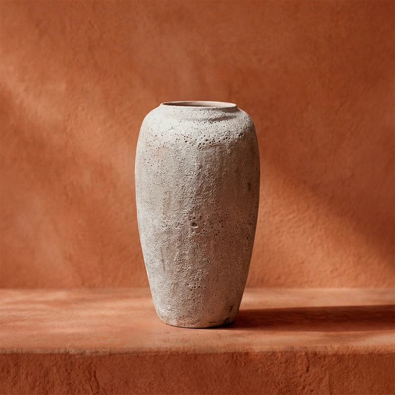 MACETERO JARRON CERAMICA RUSTICO MEDIANO ESTILO WABI SABI JAPANDI ARTESANAL - 1