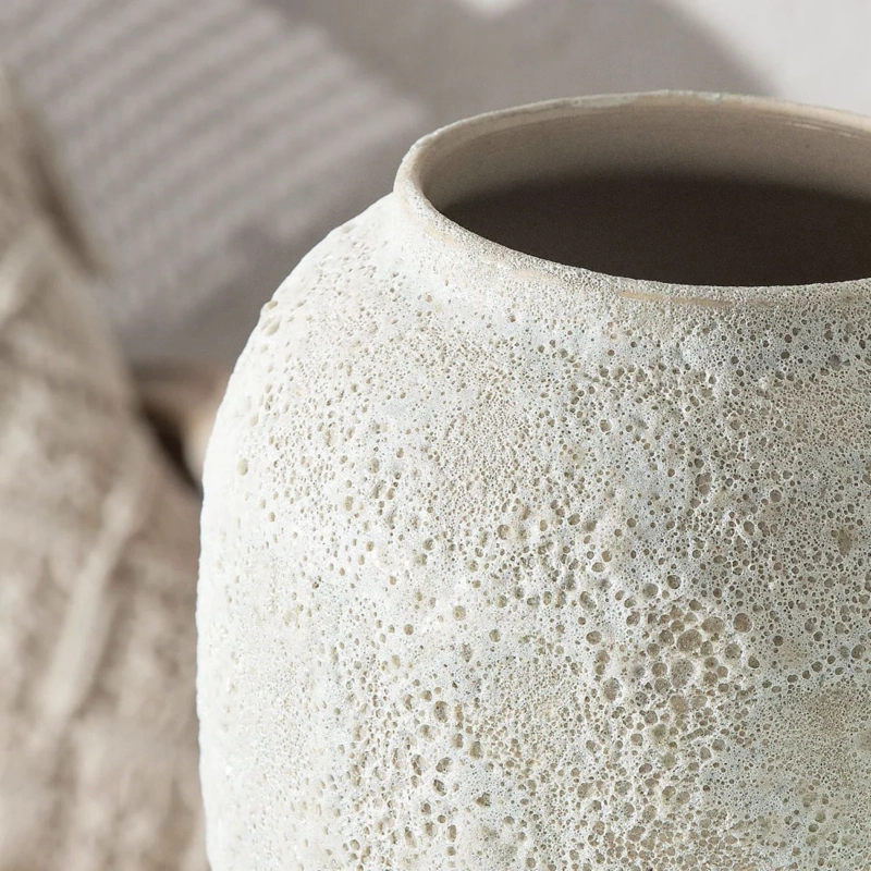 MACETERO JARRON CERAMICA RUSTICO MEDIANO ESTILO WABI SABI JAPANDI ARTESANAL - 3