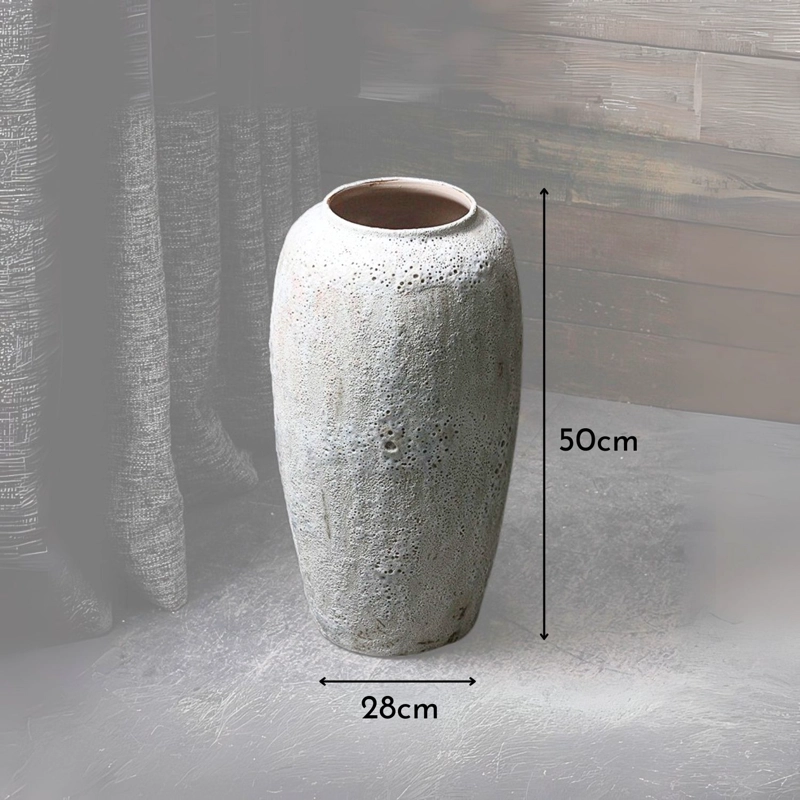 MACETERO JARRON CERAMICA RUSTICO MEDIANO ESTILO WABI SABI JAPANDI ARTESANAL - 4