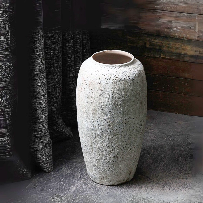 MACETERO JARRON CERAMICA RUSTICO MEDIANO ESTILO WABI SABI JAPANDI ARTESANAL - 6