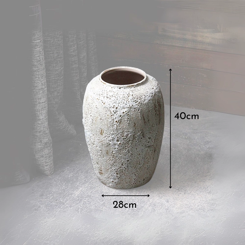 MACETERO JARRON CERAMICA RUSTICO MEDIANO ESTILO WABI SABI JAPANDI ARTESANAL - 9