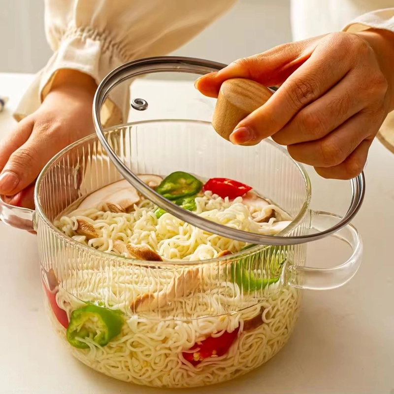 OLLA DE VIDRIO CON TAPA COCINA PARA SOPAS COMPACTA 1,6 L - 2