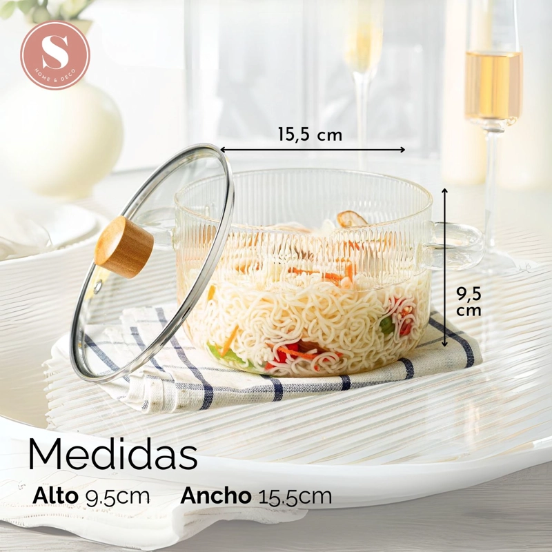 OLLA DE VIDRIO CON TAPA COCINA PARA SOPAS COMPACTA 1,6 L - 4