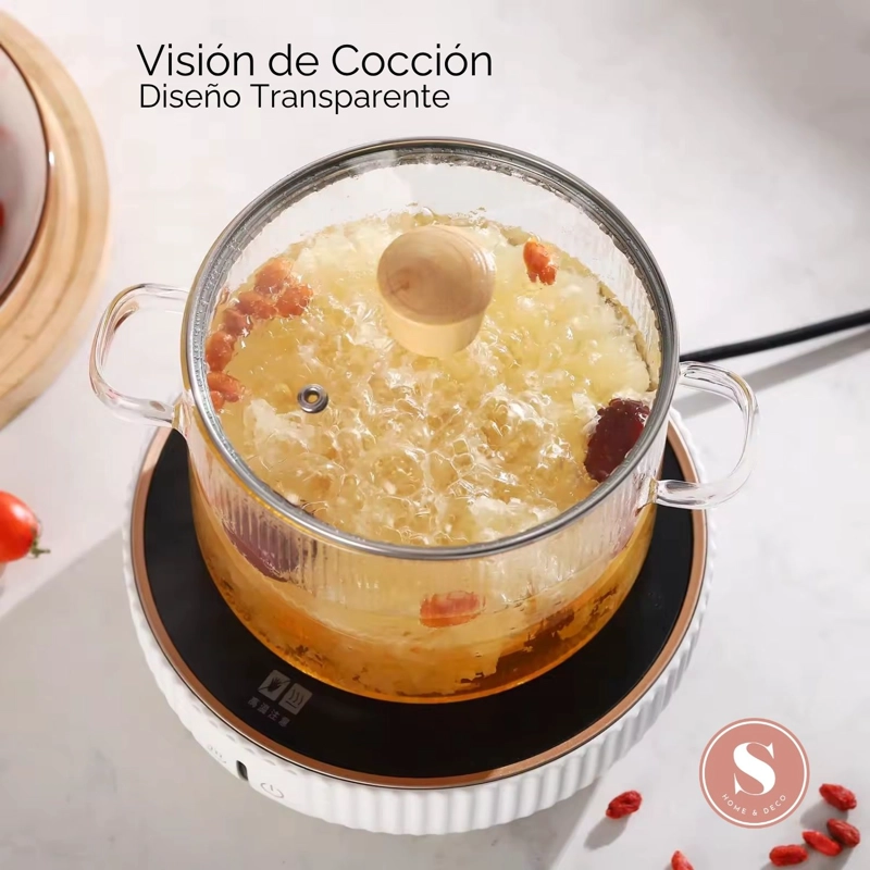 OLLA DE VIDRIO CON TAPA COCINA PARA SOPAS COMPACTA 1,6 L - 6