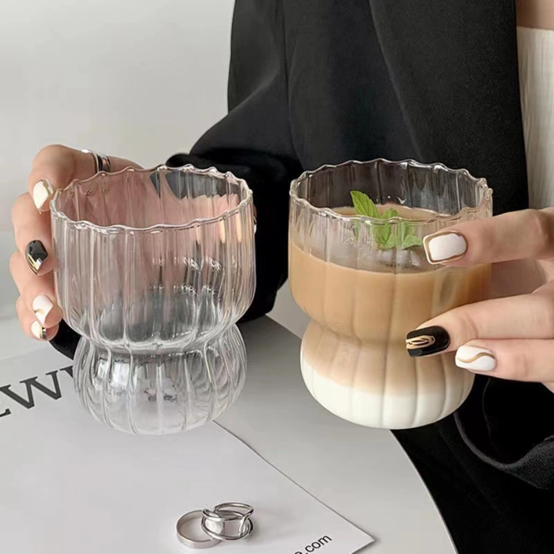 SET 2 VASOS VIDRIO LINEAS VERTICAL 250ML BEBIDAS COCTEL CAFE - 6