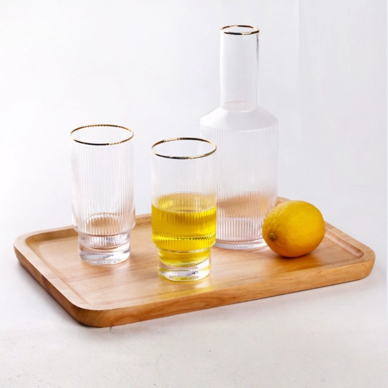 JUEGO DE JARRA DE VIDRIO Y 4 VASOS ESTILO EUROPEO DORADO - 2