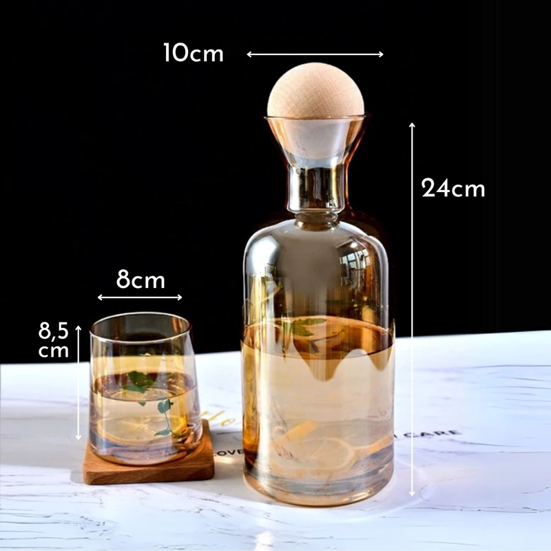 SET VASOS CONJARRA DE VIDRIO DECANTADOR LUJOSO AMBAR 4 UNI - 7