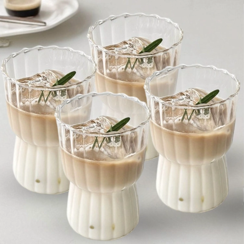 SET DE 4 VASOS ALTOS DE VIDRIO CON RELIEVE DE 250 ML - 1