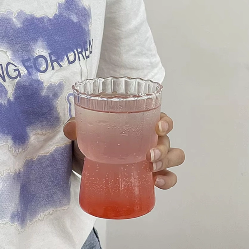 SET DE 4 VASOS ALTOS DE VIDRIO CON RELIEVE DE 250 ML - 3