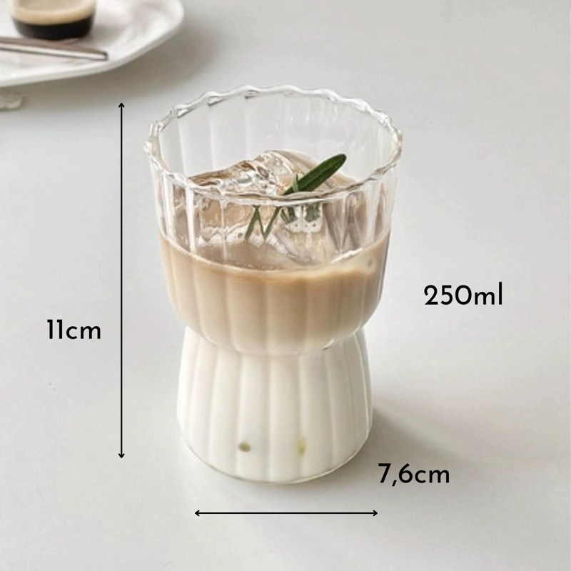 SET DE 4 VASOS ALTOS DE VIDRIO CON RELIEVE DE 250 ML - 4