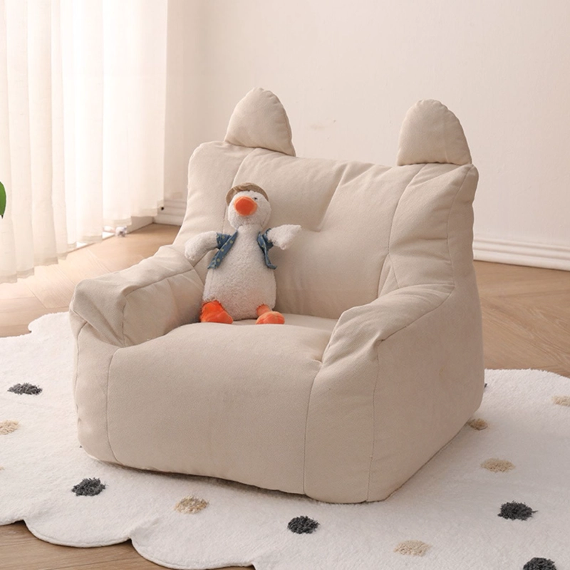 SILLON PARA NIÑOS SOFA PUFF INFANTIL TELA Y BRAZOS BEIGE - 1