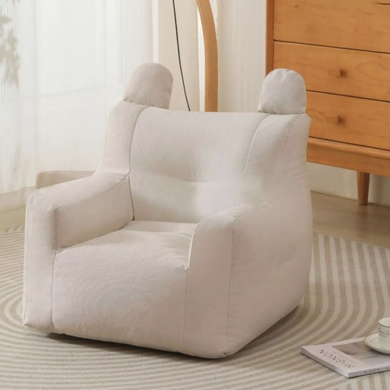 SILLON PARA NIÑOS SOFA PUFF INFANTIL TELA Y BRAZOS BEIGE - 2