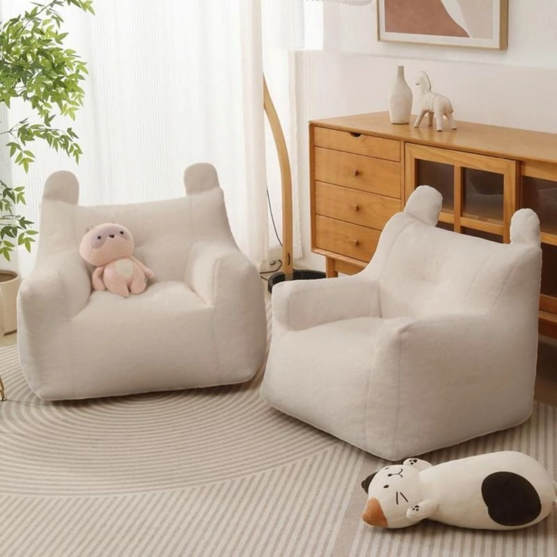 SILLON PARA NIÑOS SOFA PUFF INFANTIL TELA Y BRAZOS BEIGE - 6