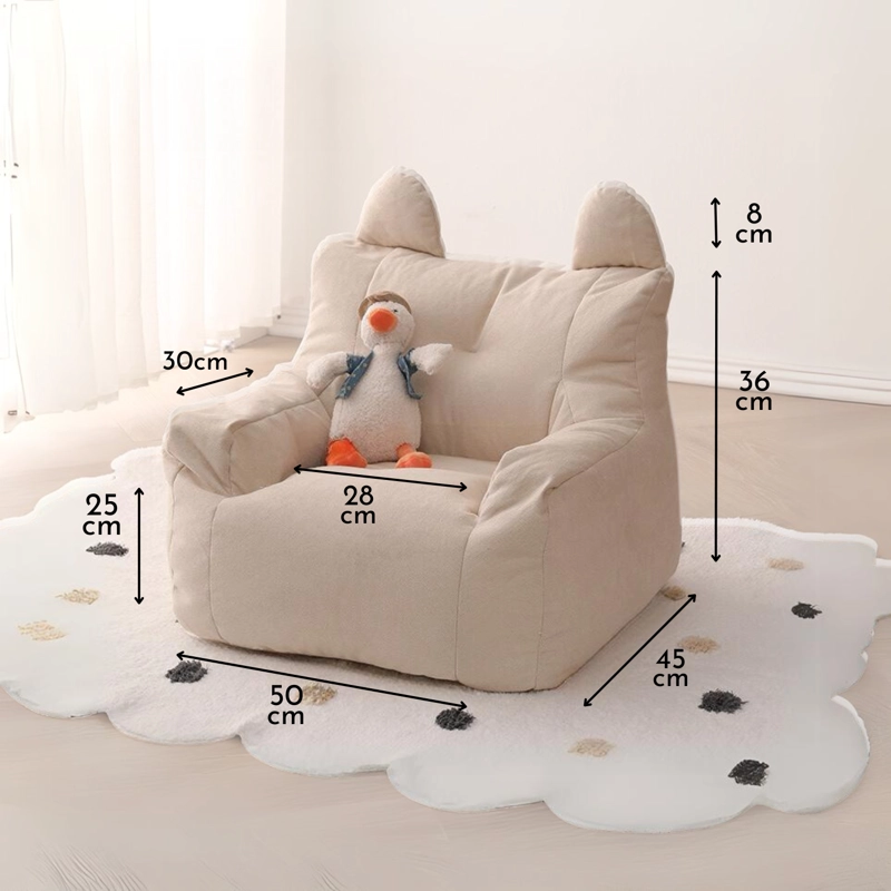 SILLON PARA NIÑOS SOFA PUFF INFANTIL TELA Y BRAZOS BEIGE - 8