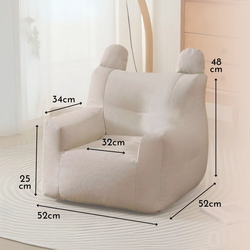 SILLON PARA NIÑOS SOFA PUFF INFANTIL TELA Y BRAZOS BEIGE - 9