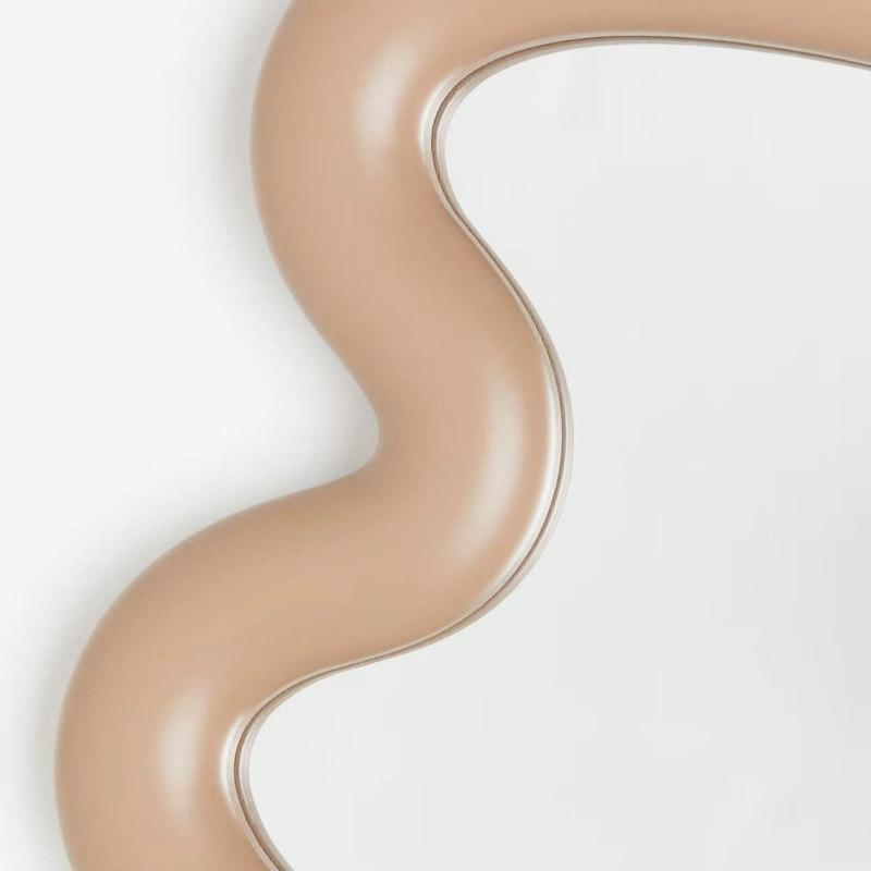 ESPEJO DECORATIVO DE MESA ONDULADO PARA TOCADOR COLOR CREMA - 2