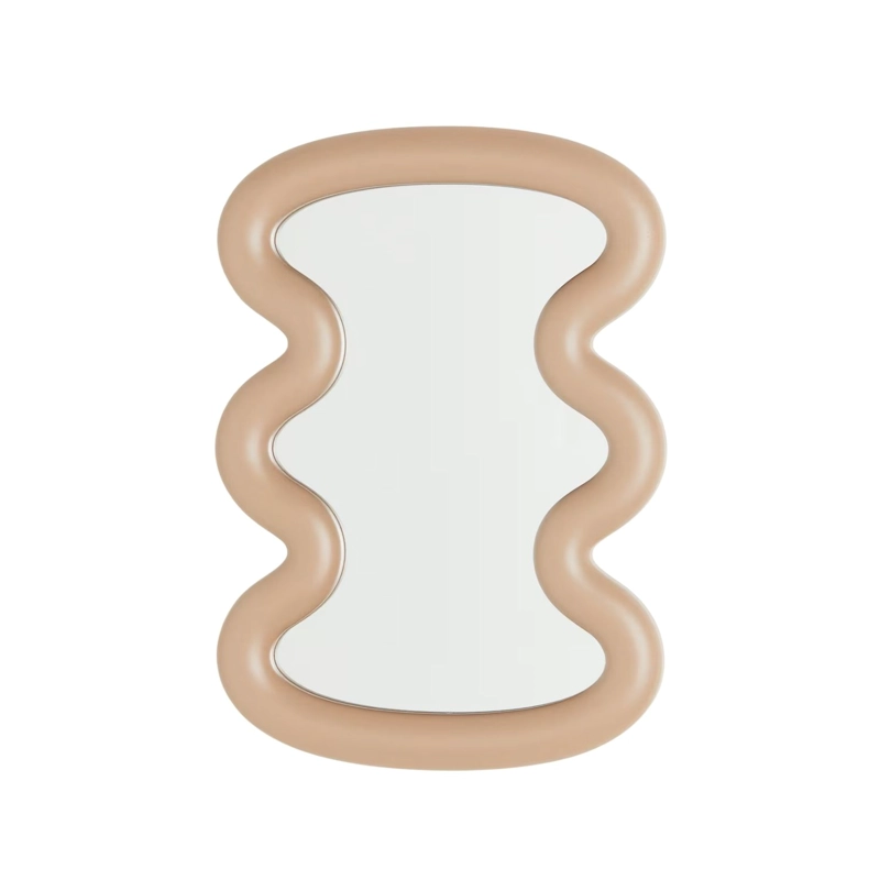 ESPEJO DECORATIVO DE MESA ONDULADO PARA TOCADOR COLOR CREMA - 4