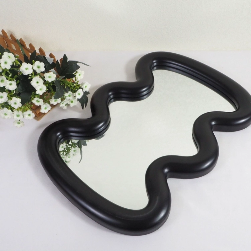ESPEJO DECORATIVO DE MESA ONDULADO PARA TOCADOR COLOR CREMA - 6