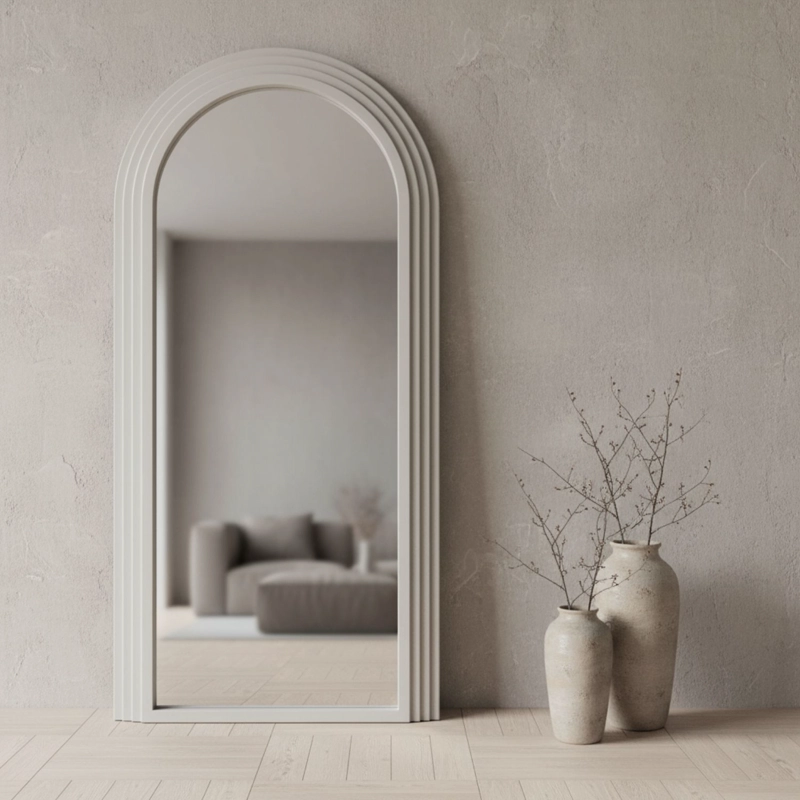 ESPEJO ARCO ESCALONADO BEIGE CUERPO ENTERO 200X100CM ESTILO JAPANDI MINIMALISTA WABI SABI - 1