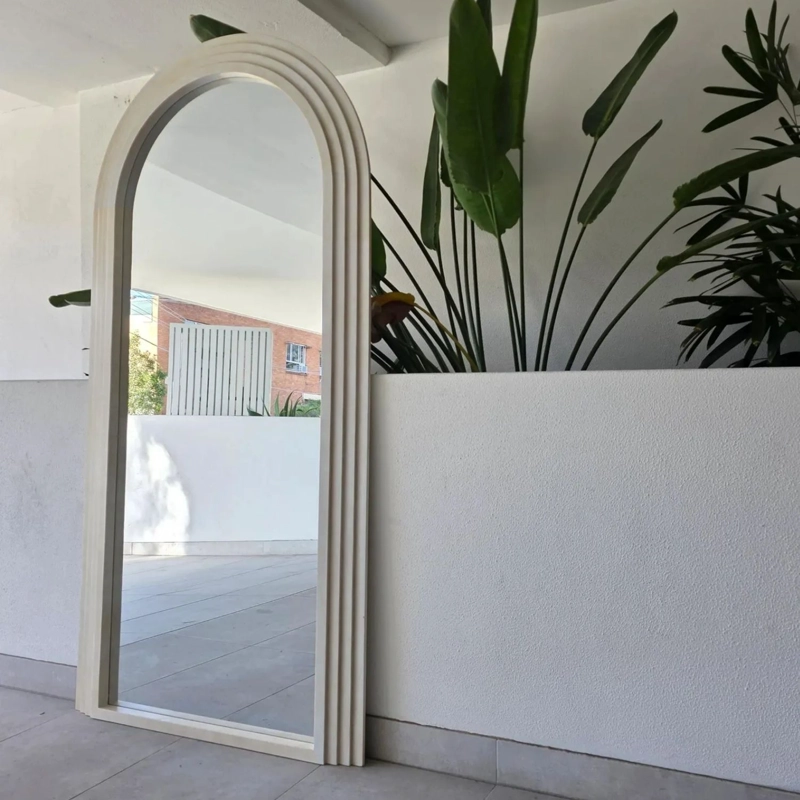 ESPEJO ARCO ESCALONADO BEIGE CUERPO ENTERO 200X100CM ESTILO JAPANDI MINIMALISTA WABI SABI - 2