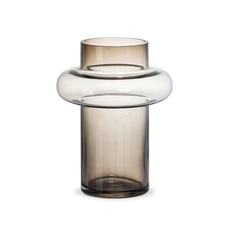 FLORERO DE VIDRIO ANILLO AMBAR GASTADO FIGURA DECO ESTILO WARM RETRO ORGANIC AESTHETIC - 9