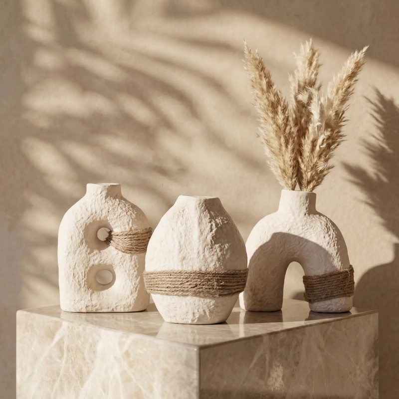 SET DE 3 FLOREROS DE CERAMICA ECO TERRA - 1