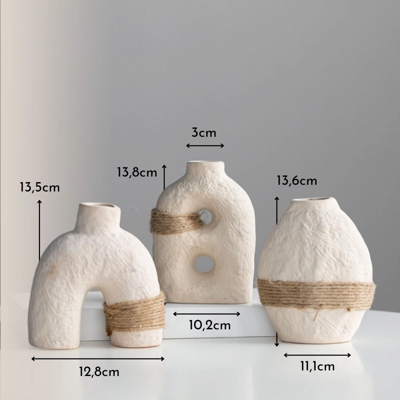 SET DE 3 FLOREROS DE CERAMICA ECO TERRA - 9
