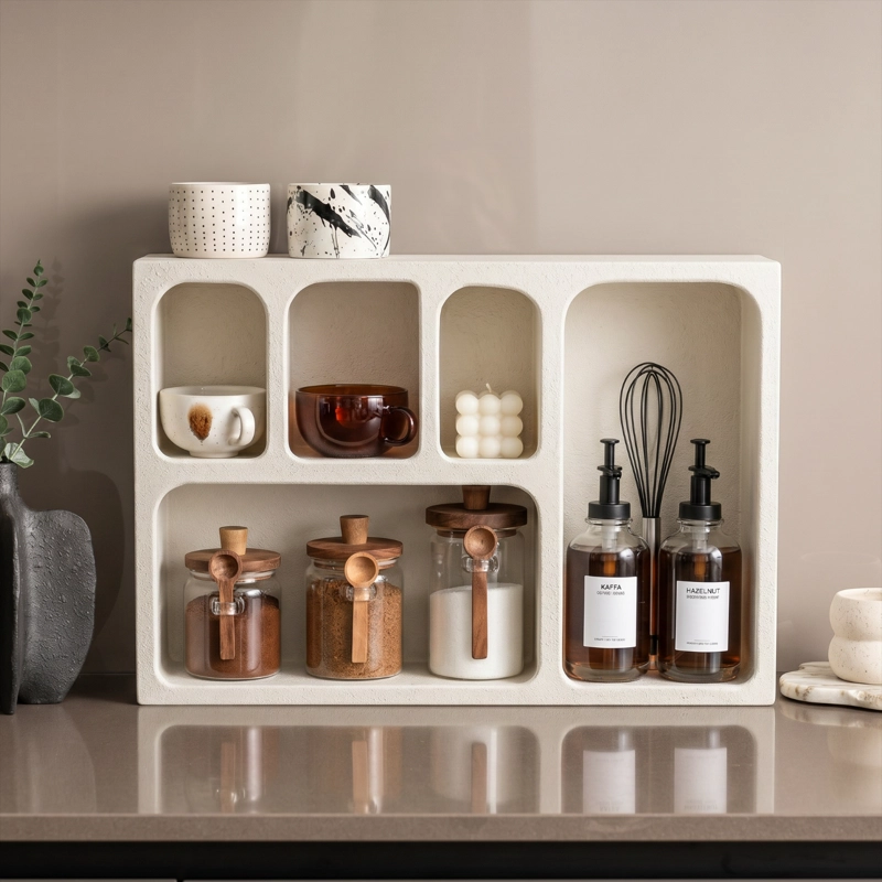 REPISA ORGANIZADOR DE PARED ESTILO GEOME TRICO MODELO BOGEN COLOR MARFIL - 1