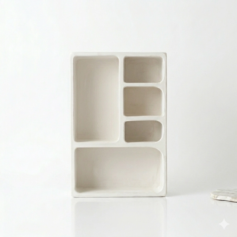 REPISA ORGANIZADOR DE PARED ESTILO GEOME TRICO MODELO BOGEN COLOR MARFIL - 2