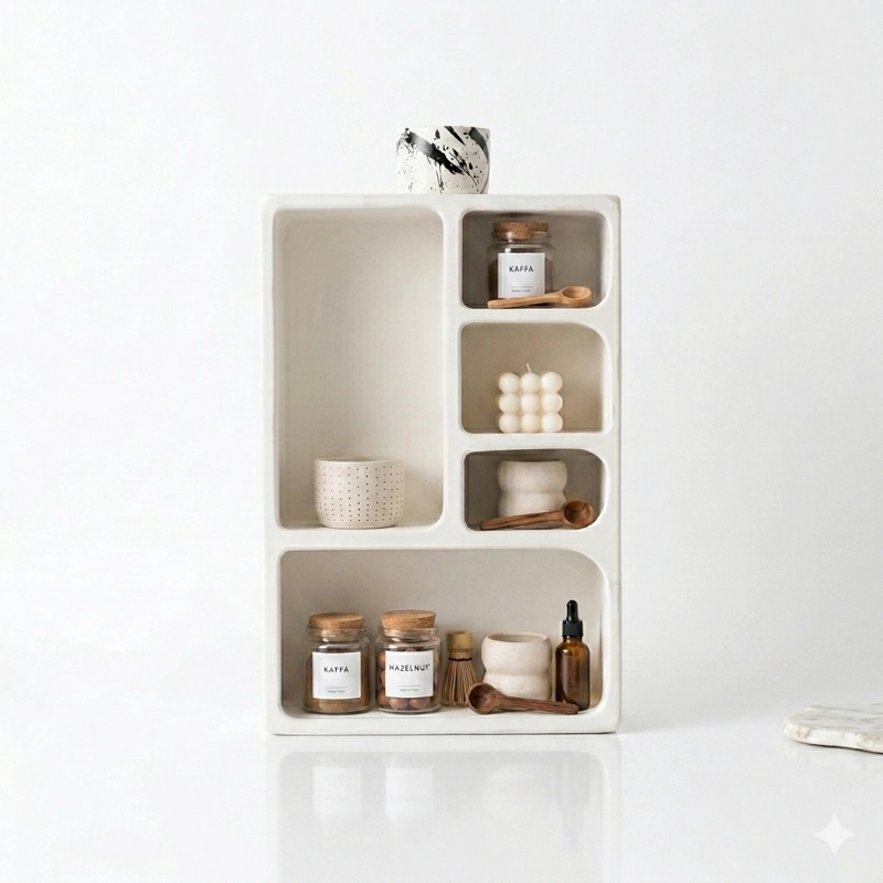 REPISA ORGANIZADOR DE PARED ESTILO GEOME TRICO MODELO BOGEN COLOR MARFIL - 3