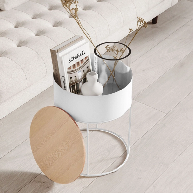 MESA LATERAL DE CENTRO BLANCA CON CAJON - 2
