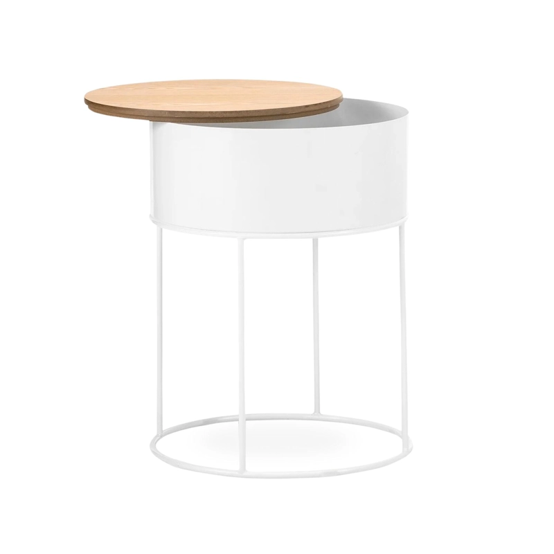 MESA LATERAL DE CENTRO BLANCA CON CAJON - 8