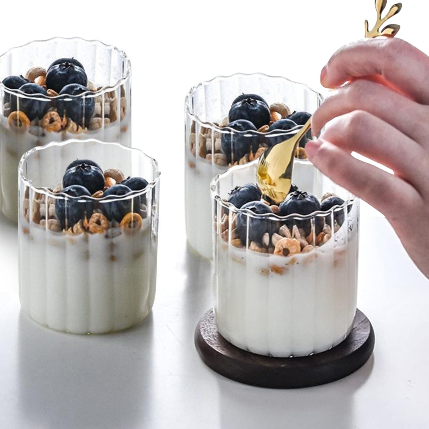 SET 4 VASOS DE VIDRIO VERTICAL CHIC 450ML MUG COCTEL BEBIDAS - 1