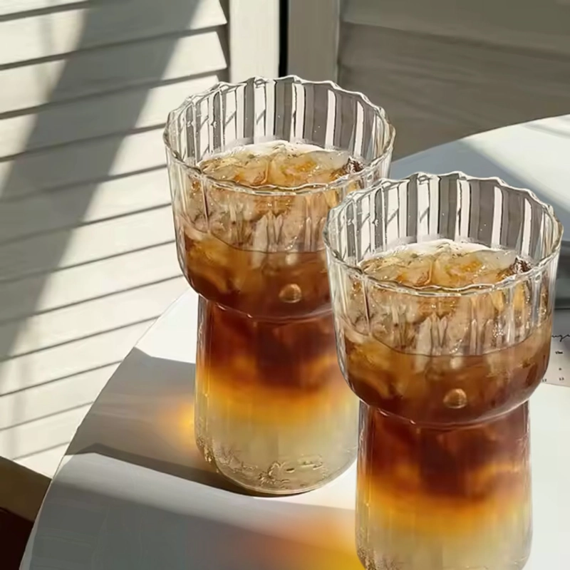 SET DE 2 VASOS ALTOS DE VIDRIO CON ONDAS PARA COCTELERIA 590 ML - 2
