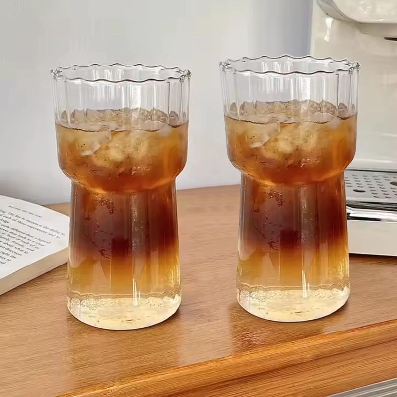 SET DE 2 VASOS ALTOS DE VIDRIO CON ONDAS PARA COCTELERIA 590 ML - 4