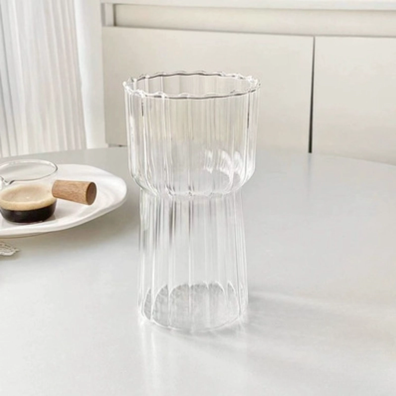 SET DE 2 VASOS ALTOS DE VIDRIO CON ONDAS PARA COCTELERIA 590 ML - 5
