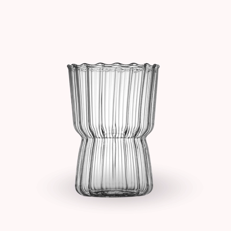 VASO ALTO DISEÑO RELIEVE BEBIDA VIDRIO 250 ML COCTELERIA - 2