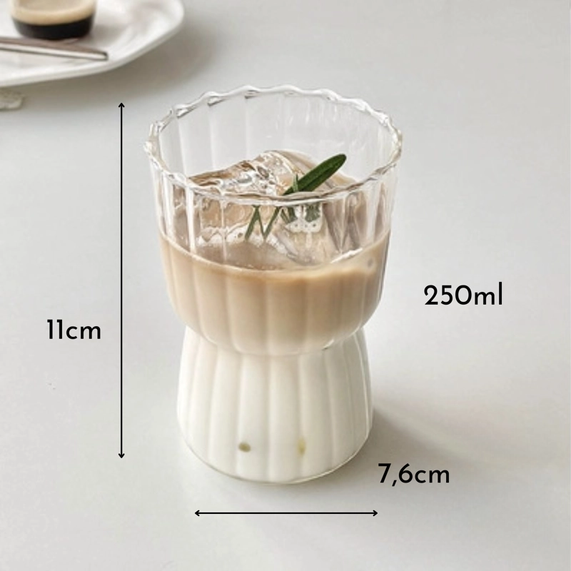VASO ALTO DISEÑO RELIEVE BEBIDA VIDRIO 250 ML COCTELERIA - 7