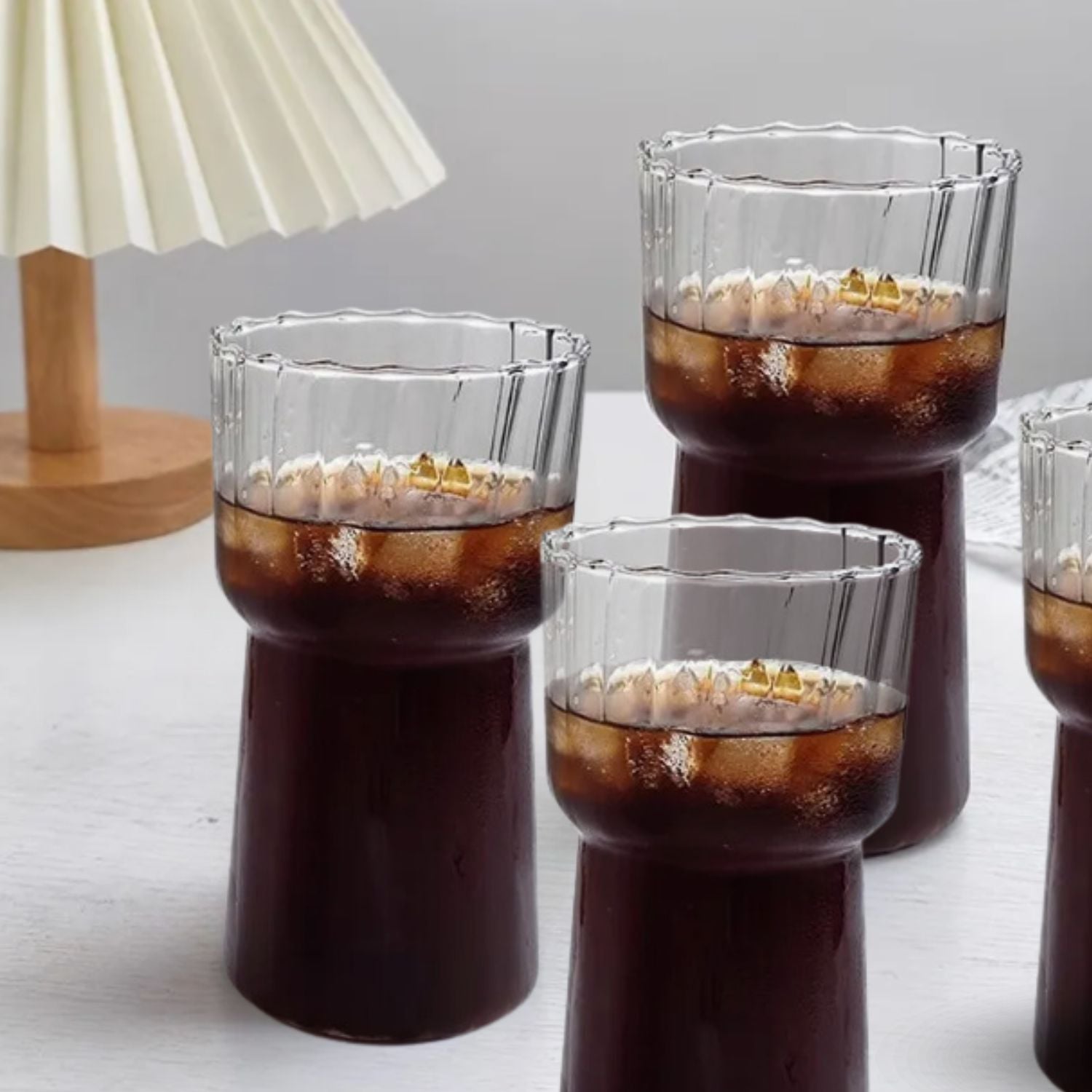 SET 4 VASOS ALTO DISEÑO ONDAS BEBIDA VIDRIO 590ML COCTELERIA - 3