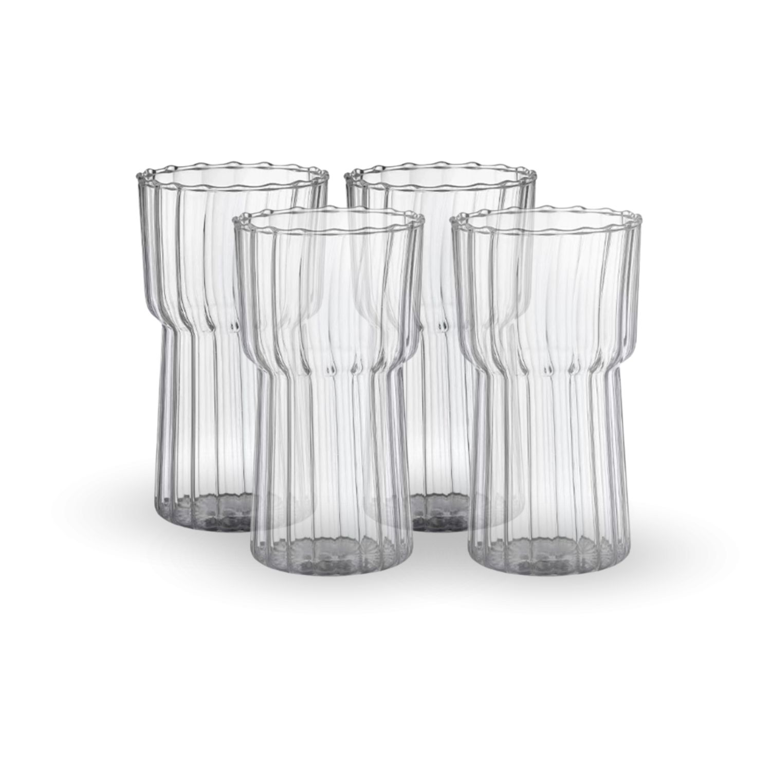 SET 4 VASOS ALTO DISEÑO ONDAS BEBIDA VIDRIO 590ML COCTELERIA - 8