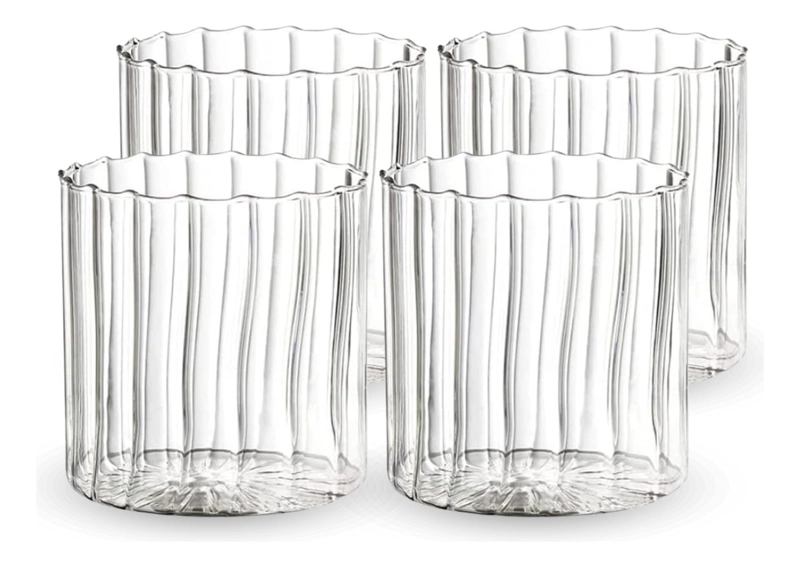 SET DE 4 VASOS DE VIDRIO VERTICAL CHIC DE 350 ML - 1