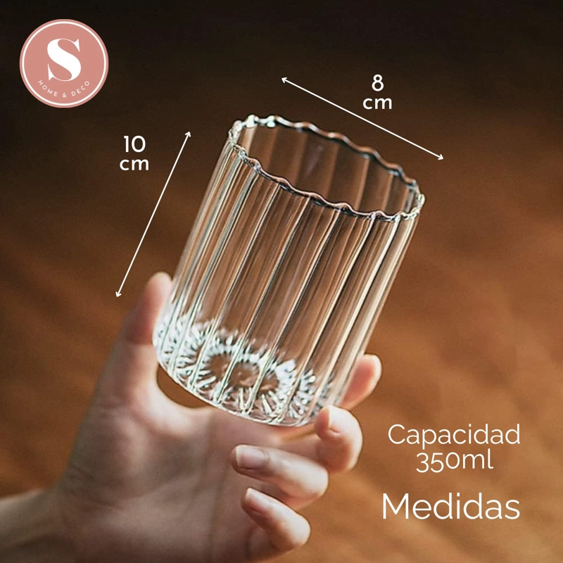 SET DE 4 VASOS DE VIDRIO VERTICAL CHIC DE 350 ML - 4