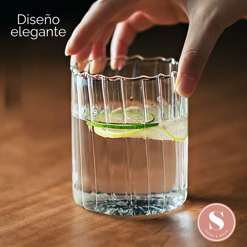 SET DE 4 VASOS DE VIDRIO VERTICAL CHIC DE 350 ML - 7