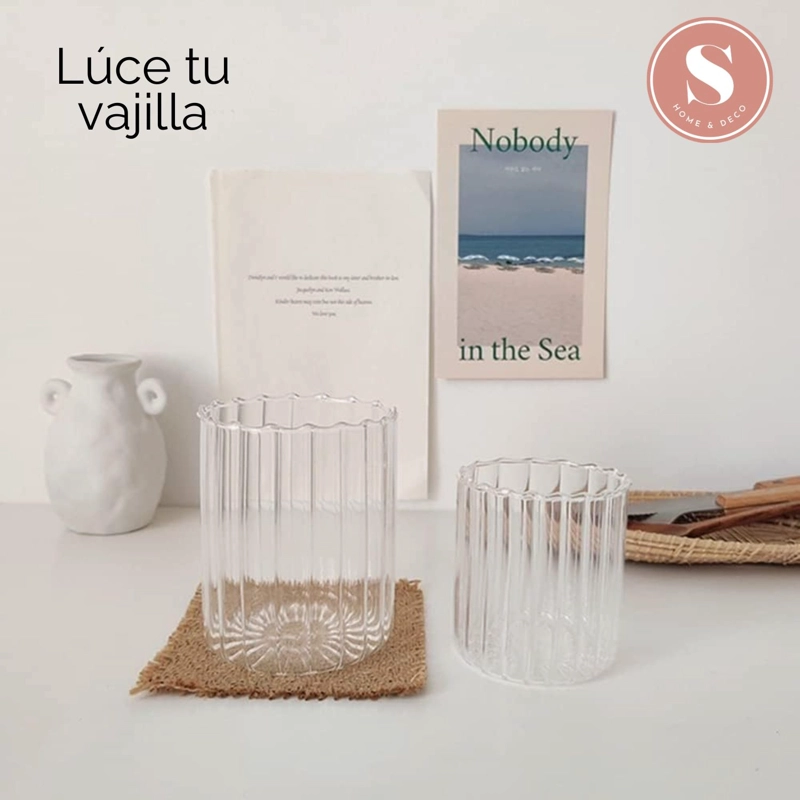 SET DE 4 VASOS DE VIDRIO VERTICAL CHIC DE 350 ML - 8