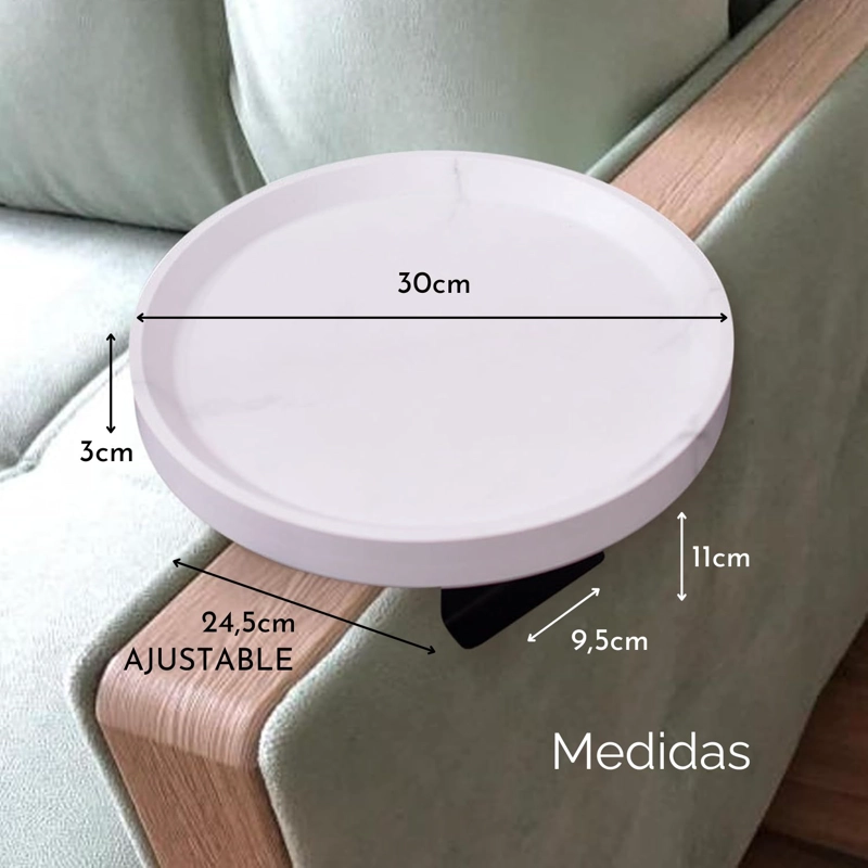 MESA BANDEJA PARA BRAZO DE SOFA BLANCA - 7