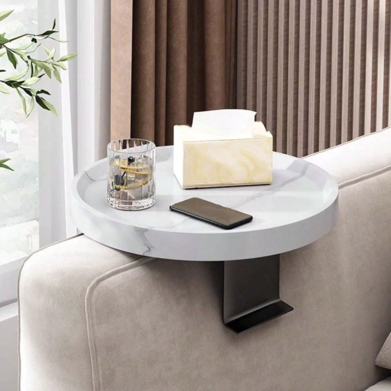 MESA BANDEJA PARA BRAZO DE SOFA BLANCA - 9