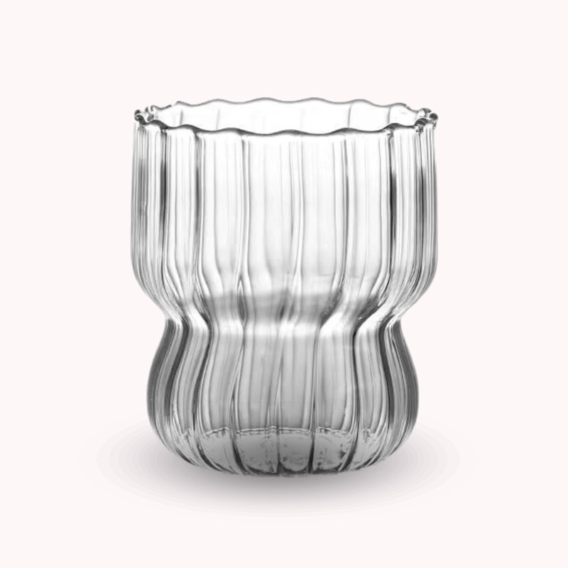 VASO VIDRIO ANCHO LINEAS VERTICAL 250ML BEBIDAS CAFE  COCTEL - 2